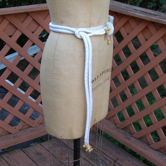 UNIQUE One of a kind Satin Rolled Belt/Necklace Mother of Pearl Leaf Buckle Bead main image 9